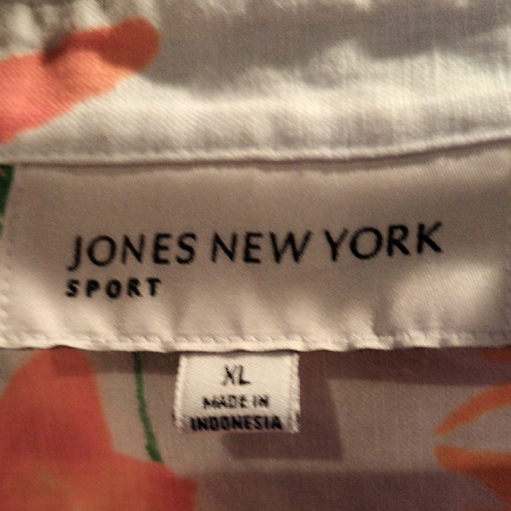 FINAL PRICE Jones New York Sport 100% Linen Floral Blouse Size XL